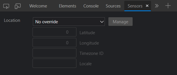 Showing Sensors tool window to select the location