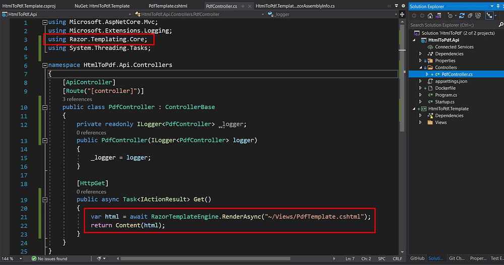 Rendering with Razor.Templating.Core