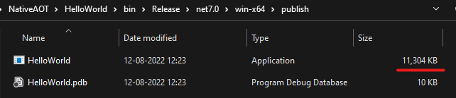 PublishSingleFile + PublishTrimmed + SelfContaied